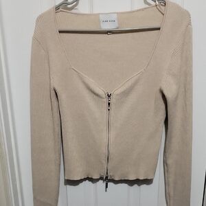 Pink Rose Light Beige Ribbed Sweater